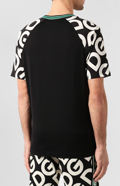 Хлопковая футболка DOLCE & GABBANA черного цвета по цене 61950 руб., арт. G8KQ6Z/G7T0Q, фото 4 Хлопковая футболка DOLCE & GABBANA, арт. G8KQ6Z/G7T0Q, фото 4
