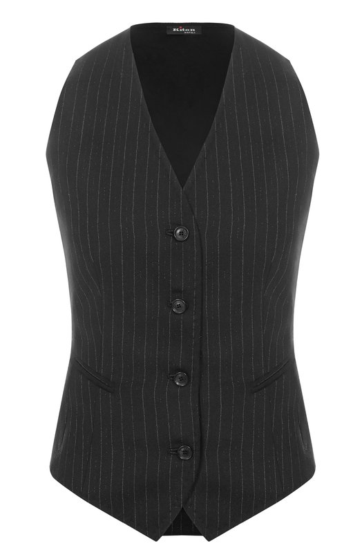 Шерстяной жилет Kiton D47456K0564G01 Чёрный D47456K0564G01