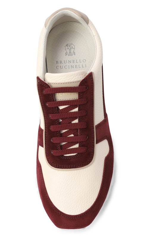 Кожаные кроссовки Brunello Cucinelli MZUESLA289 Бордовый  MZUESLA289 Фото 6