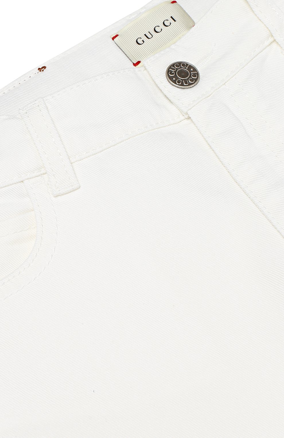 Джинсы из эластичного хлопка с лампасами GUCCI белого цвета по цене 29500 руб., арт. 453309/XR509, фото 3 Джинсы из эластичного хлопка с лампасами GUCCI, арт. 453309/XR509, фото 3