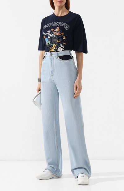 Хлопковая футболка VETEMENTS темно-синего цвета по цене 39150 руб., арт. USS197070/W, фото 2 Хлопковая футболка VETEMENTS, арт. USS197070/W, фото 2