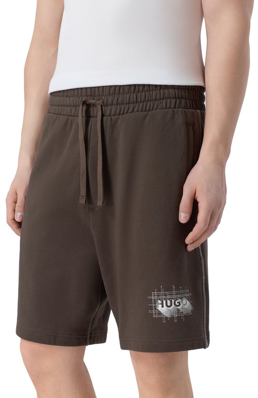 Хлопковые шорты HUGO Blue 50553499 Коричневый  50553499 Фото 3