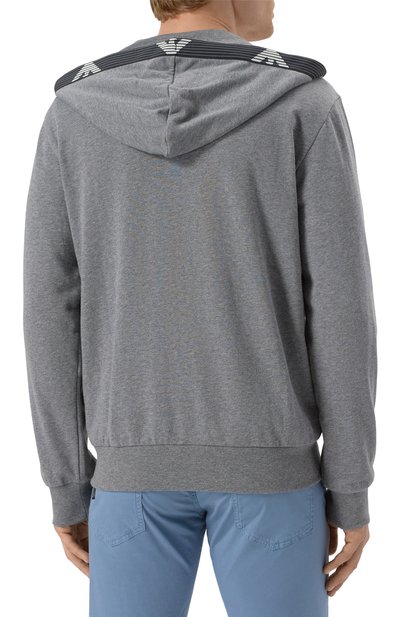Хлопковая толстовка EMPORIO ARMANI серого цвета по цене 18300 руб., арт. EM000523/AF10781, фото 4 Хлопковая толстовка EMPORIO ARMANI, арт. EM000523/AF10781, фото 4