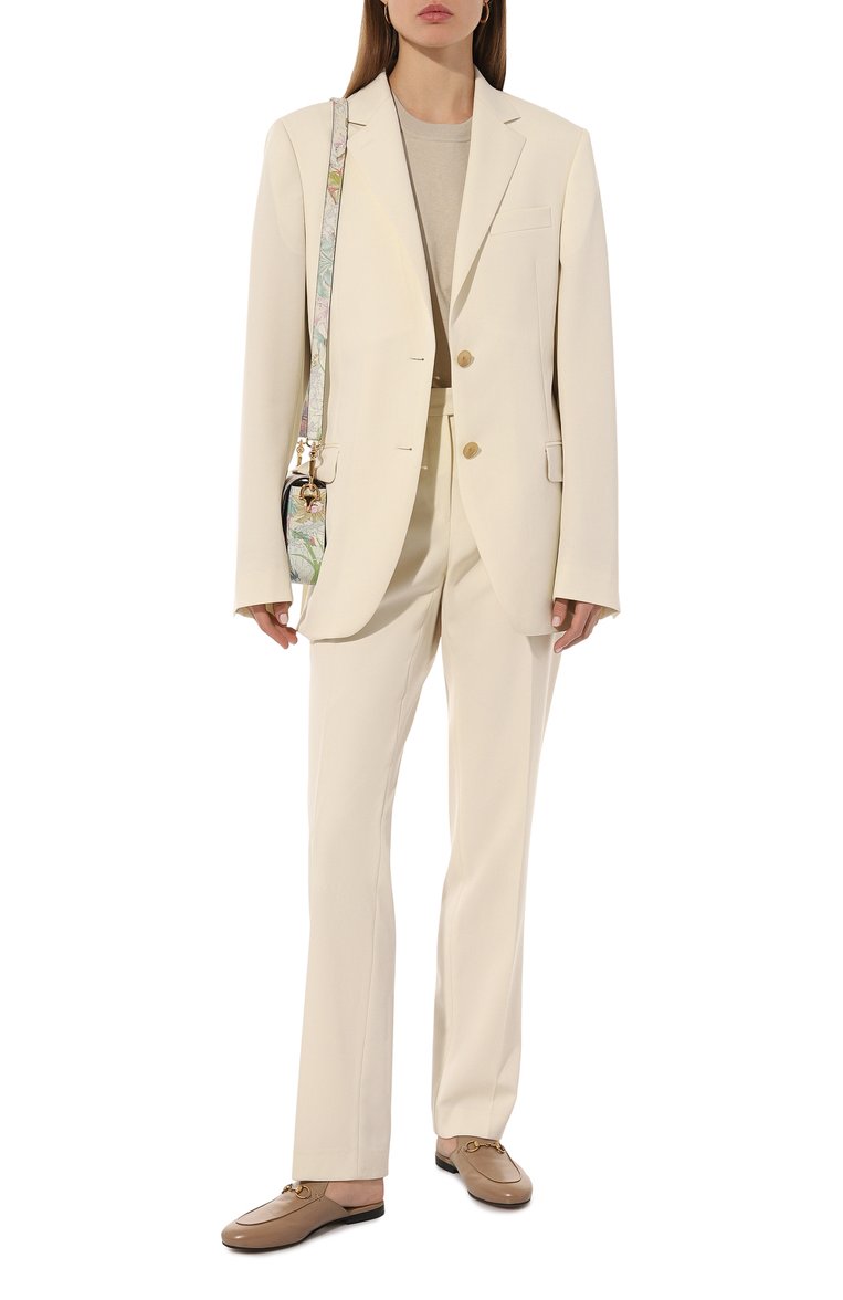 Женские кожаные сабо princetown GUCCI бежевого цвета, арт. 423513 C9D00 | Фото 2 (Каблук высота: Низкий; Подошва: Плоская; Материал внутренний: Натуральная кожа; Каблук тип: Устойчивый; Материал внешний: Натуральная кожа)