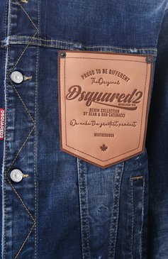 Мужская джинсовая куртка DSQUARED2 синего цвета, арт. S74AM1561/S30664 | Фото 6 (Длина (верхняя одежда): Короткие; Рукава: Длинные; Кросс-КТ: Деним, Легкие; Стили: Кэжуэл; Материал внешний: Деним, Хлопок)