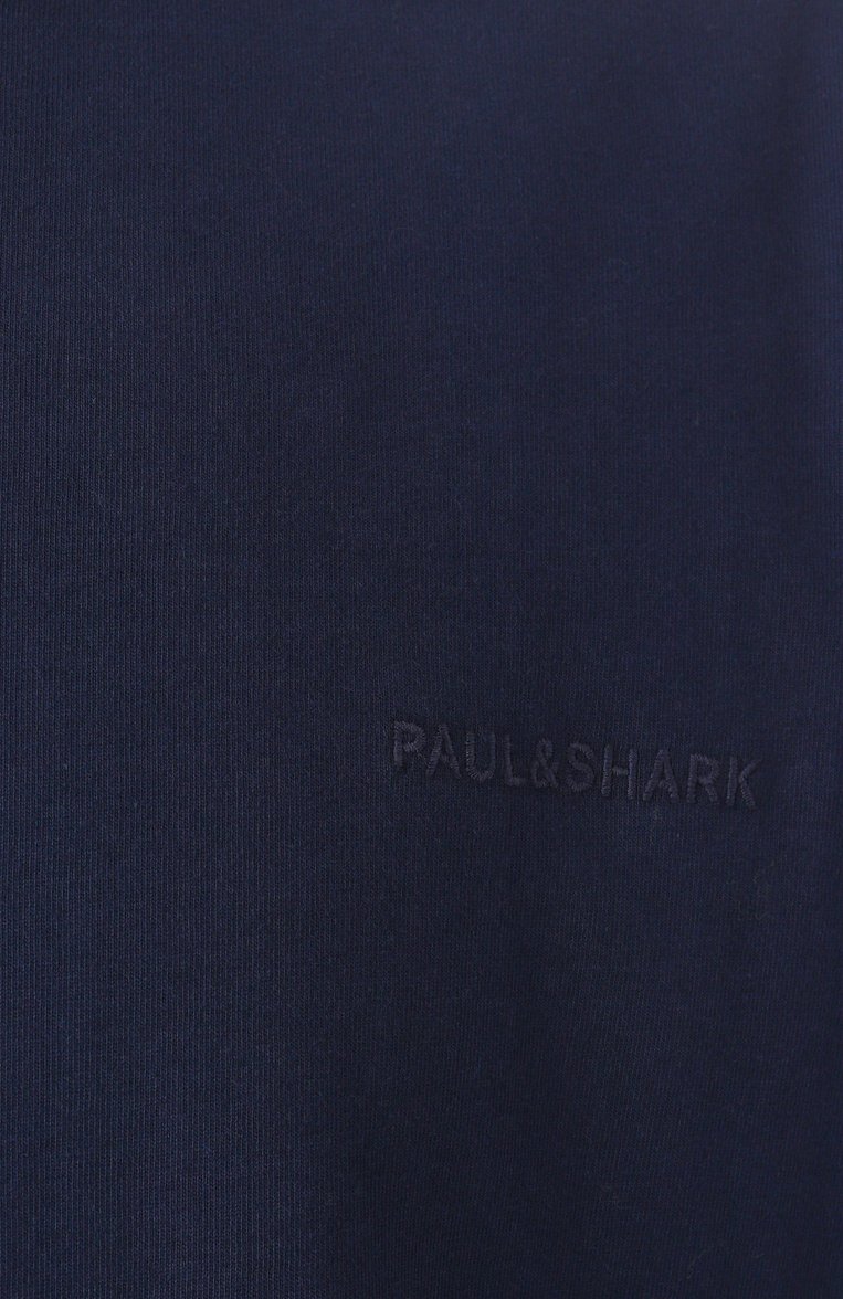 Мужская хлопковая футболка PAUL&SHARK темно-синего цвета, арт. 25411047 | Фото 6 (Материал внешний: Хлопок; Рукава: Короткие; Принт: Без принта; Стили: Кэжуэл; Длина (для топов): Стандартные; Кросс-КТ: Джерси; Мужское Кросс-КТ: Футболка-одежда; Детали: Без декора; Автоматизация состава: Проставлено; Автоматизация ТО: Проставлено)