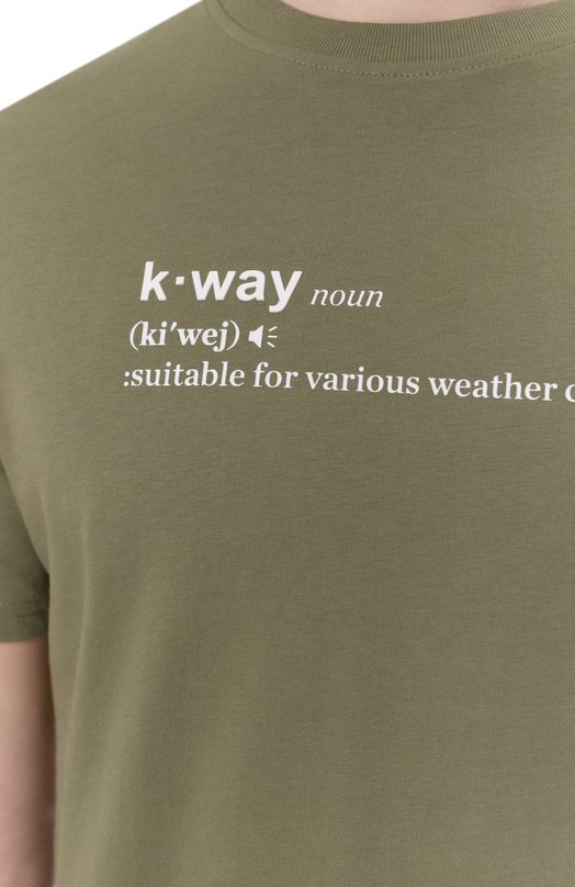 Хлопковая футболка K-Way K3136DW Хаки  K3136DW Фото 5