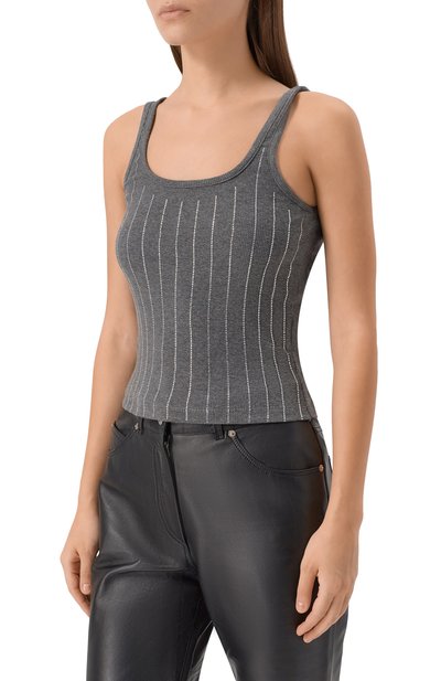 Хлопковая майка SASHA KIM серого цвета по цене 29900 руб., арт. SK-00001770, фото 3 Хлопковая майка SASHA KIM, арт. SK-00001770, фото 3