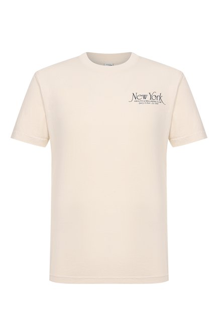 Женская хлопковая футболка SPORTY AND RICH кремового цвета, арт. T0043508034CR01 | Фото 1 (Автоматизация состава: Проставлено; Материал внешний: Хлопок; Рукава: Короткие; Автоматизация ТО: Проставлено; Длина (для топов): Стандартные)