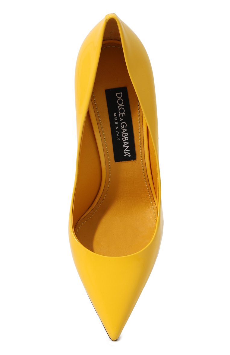 Женские кожаные туфли cardinale DOLCE & GABBANA желтого цвета, арт. CD1710/B1037 | Фото 6 (Каблук высота: Высокий; Драгоценные камни: Проставлено; Материал внутренний: Натуральная кожа; Материал сплава: Проставлено; Подошва: Плоская; Каблук тип: Шпилька; Материал внешний: Натуральная кожа)