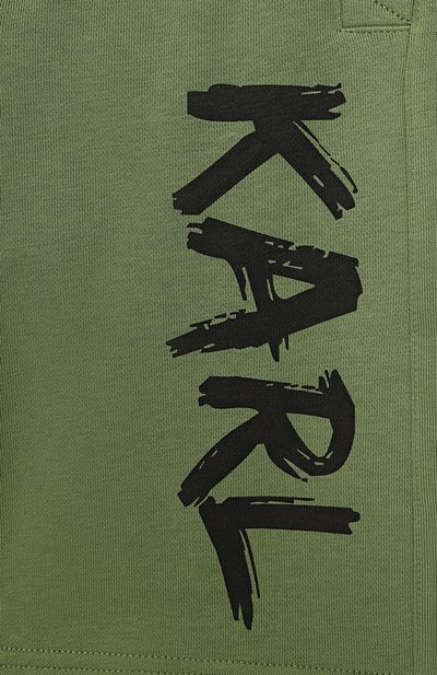 Хлопковые шорты KARL LAGERFELD KIDS хаки цвета по цене 15400 руб., арт. Z31082, фото 3 Хлопковые шорты KARL LAGERFELD KIDS, арт. Z31082, фото 3