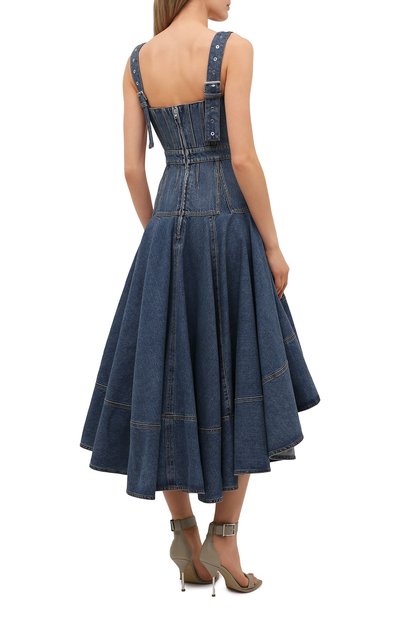 Джинсовое платье ALEXANDER MCQUEEN синего цвета по цене 263500 руб., арт. 654852/QMABC, фото 4 Джинсовое платье ALEXANDER MCQUEEN, арт. 654852/QMABC, фото 4