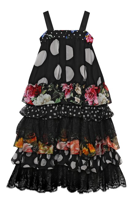 Детское шелковое платье DOLCE & GABBANA разноцветного цвета, арт. L52DT5/G7YRA/8-14 | Фото 2 (Материал внешний: Шелк; Материал подклада: Шелк; Случай: Повседневный; Девочки Кросс-КТ: Платье-одежда; Рукава: Короткие; Региональные ограничения белый список (Axapta Mercury): RU; Драгоценные камни: Проставлено; Материал сплава: Проставлено; Ростовка одежда: 10 - 11 лет | 140 - 146см, 12 лет | 152 см, 8 лет | 128 см)