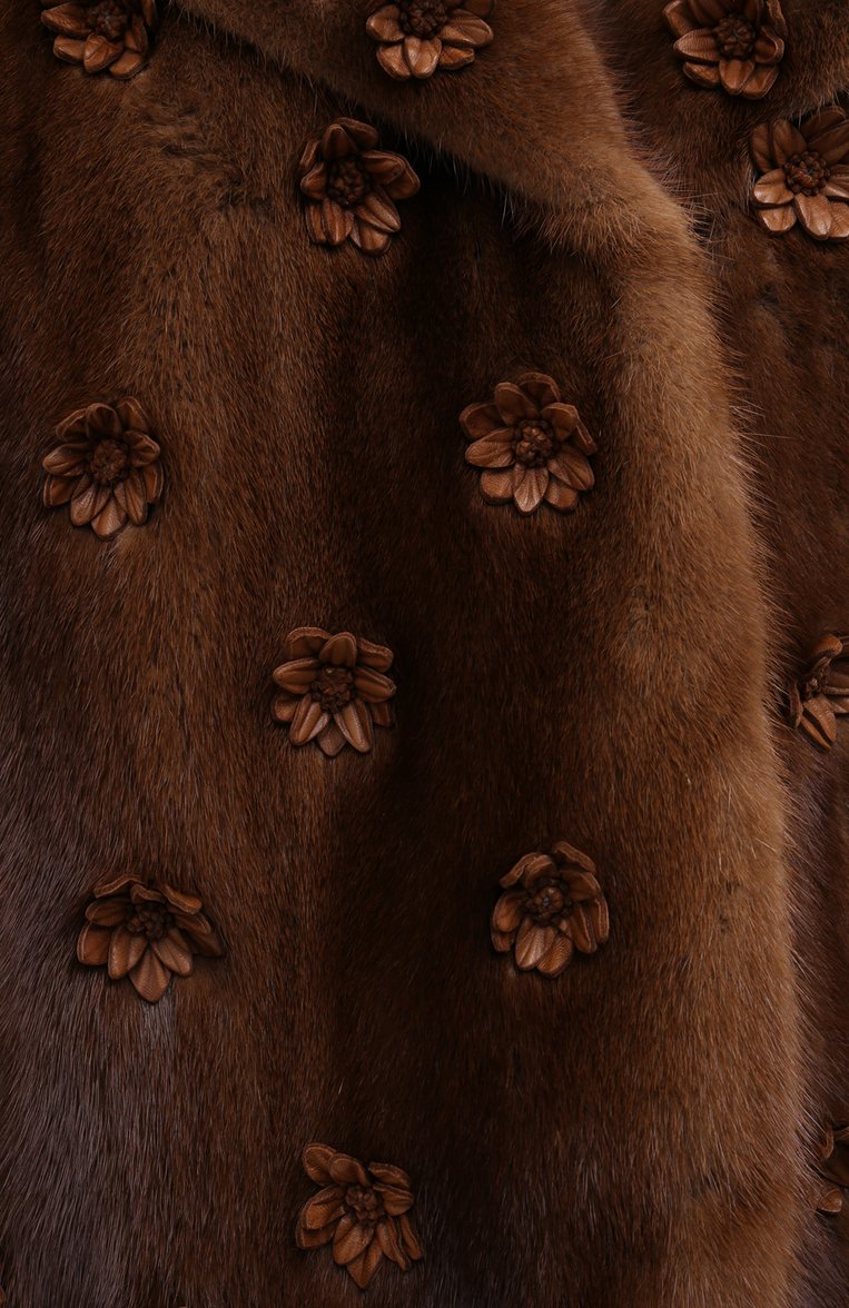 Женская шуба из норки VALENTINO коричневого цвета, арт. MF3FB175/1BF | Фото 5 (Статус проверки: Проверено, Проверена категория; Длина (верхняя одежда): Короткие; Материал внешний: Натуральный мех; Женское Кросс-КТ: Мех; Стили: Гламурный; Рукава: Длинные; Кросс-КТ: Куртка)