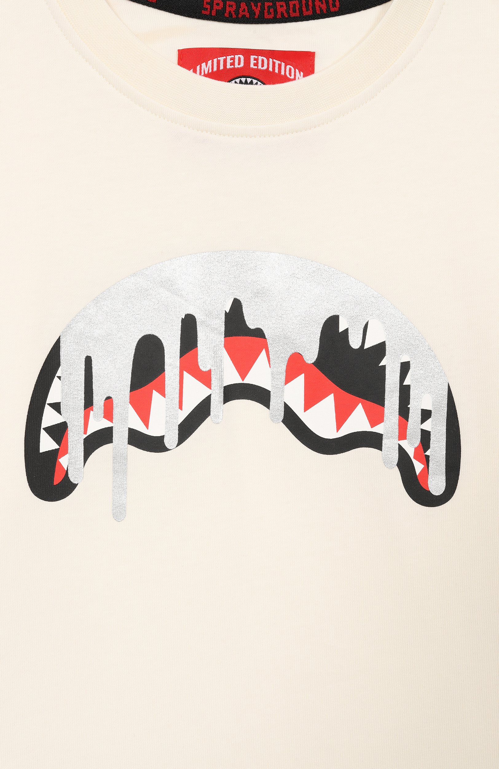 Хлопковая футболка SPRAYGROUND кремового цвета по цене 7425 руб., арт. SPY1575IV0/SILVER DRIP 0VER T-SHIRT IV0, фото 3 Хлопковая футболка SPRAYGROUND, арт. SPY1575IV0/SILVER DRIP 0VER T-SHIRT IV0, фото 3