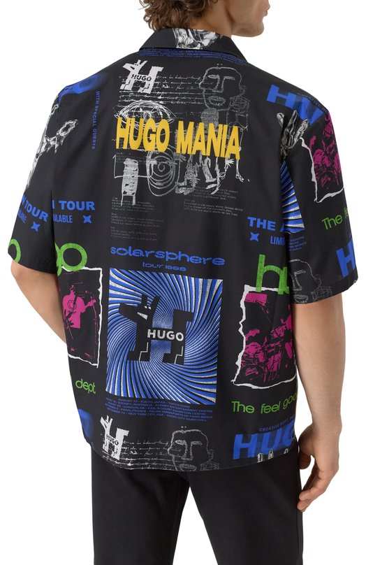 Хлопковая рубашка HUGO Blue 50545357 Чёрный  50545357 Фото 4