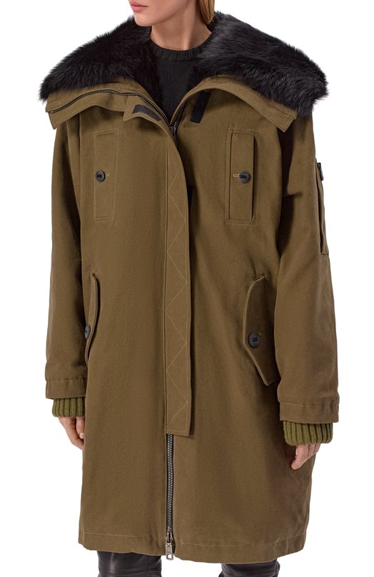 Хлопковая парка с подкладкой из овчины Dolce & Gabbana F9U05Z/FU6YD Хаки  F9U05Z/FU6YD Фото 3