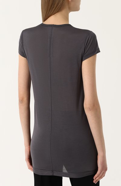 Удлиненный шелковый топ с круглым вырезом RICK OWENS, арт. RP18S8203/JR, фото 4