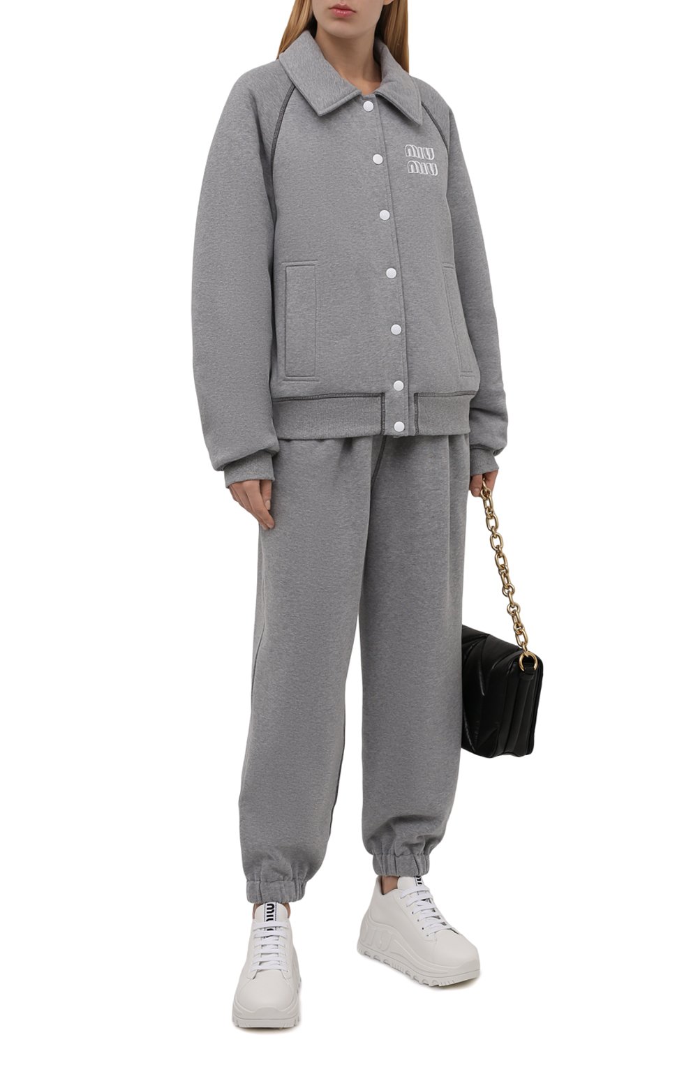 Хлопковые джоггеры MIU MIU, арт. MJP259-1Z4H-F0031, фото 2
