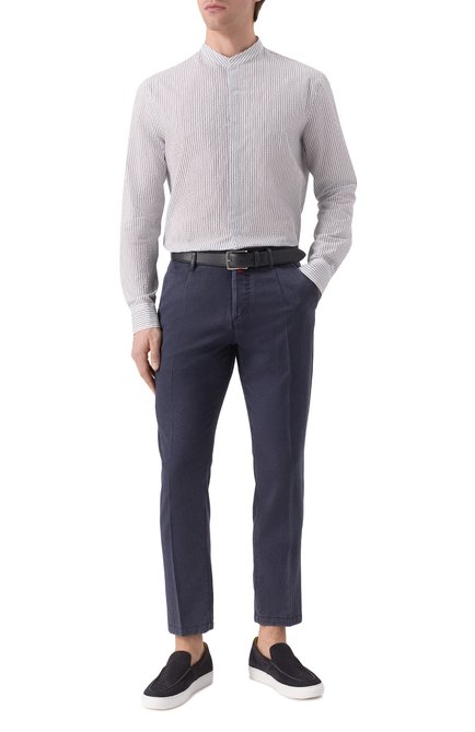Мужская хлопковая рубашка GIORGIO ARMANI голубого цвета, арт. GM001584/TE14654 | Фото 2 (Материал внешний: Хлопок; Драгоценные камни: Проставлено; Рукава: Длинные; Материал сплава: Проставлено; Длина (для топов): Стандартные)
