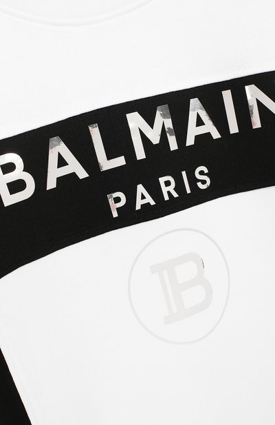 Хлопковый свитшот BALMAIN черно-белого цвета по цене 32300 руб., арт. 6M4530/MX120/12-16, фото 3 Хлопковый свитшот BALMAIN, арт. 6M4530/MX120/12-16, фото 3