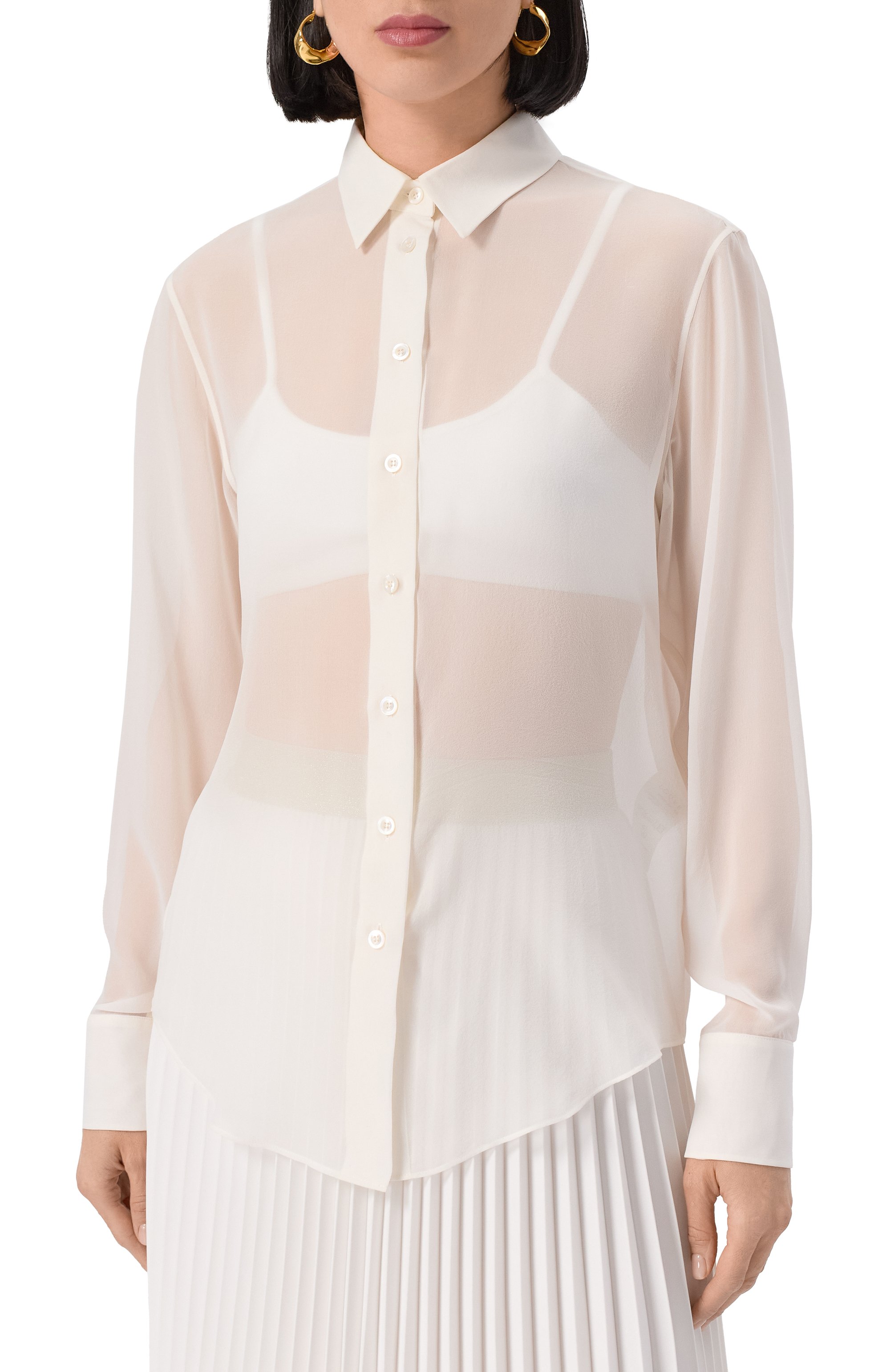 Шелковая рубашка LOUVE молочного цвета по цене 87000 руб., арт. 25-03-03-01-05-01-06, фото 3 Шелковая рубашка LOUVE, арт. 25-03-03-01-05-01-06, фото 3