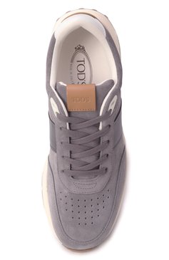 Мужские �замшевые кроссовки TOD’S серого цвета, арт. XXM63K0GT80/S0B | Фото 6 (Драгоценные камни: Проставлено; Материал внешний: Натуральная кожа, Замша; Материал внутренний: Текстиль; Материал сплава: Проставлено; Подошва: Массивная; Кросс-КТ: Низкие; Материал утеплителя: Без утеплителя; Стили: Классический)