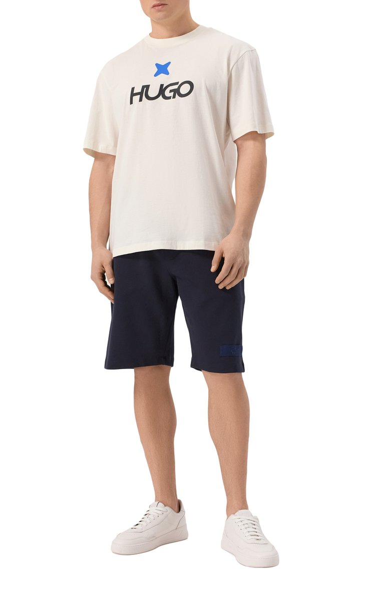 Мужские шорты PAUL&SHARK темно-синего цвета, арт. 25411850/XL | Фото 2 (Длина Шорты М: Ниже колена; Материал внешний: Хлопок, Синтетический материал; Принт: Без принта; Случай: Повседневный; Стили: Спорт-шик)