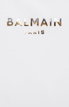 Детская хлопковая футболка BALMAIN белого цвета, арт. BU8A01 | Фото 3 (Девочки Кросс-КТ: футболка-одежда; Рукава: Короткие; Материал сплава: Проставлено; Материал внешний: Хлопок; Д�рагоценные камни: Проставлено; Ростовка одежда: 6 лет | 116 см, 13 - 15 лет | 158 см, 16 лет | 164 см, 8 лет | 128 см, 12 лет | 152 см, 10 - 11 лет | 140 - 146см)