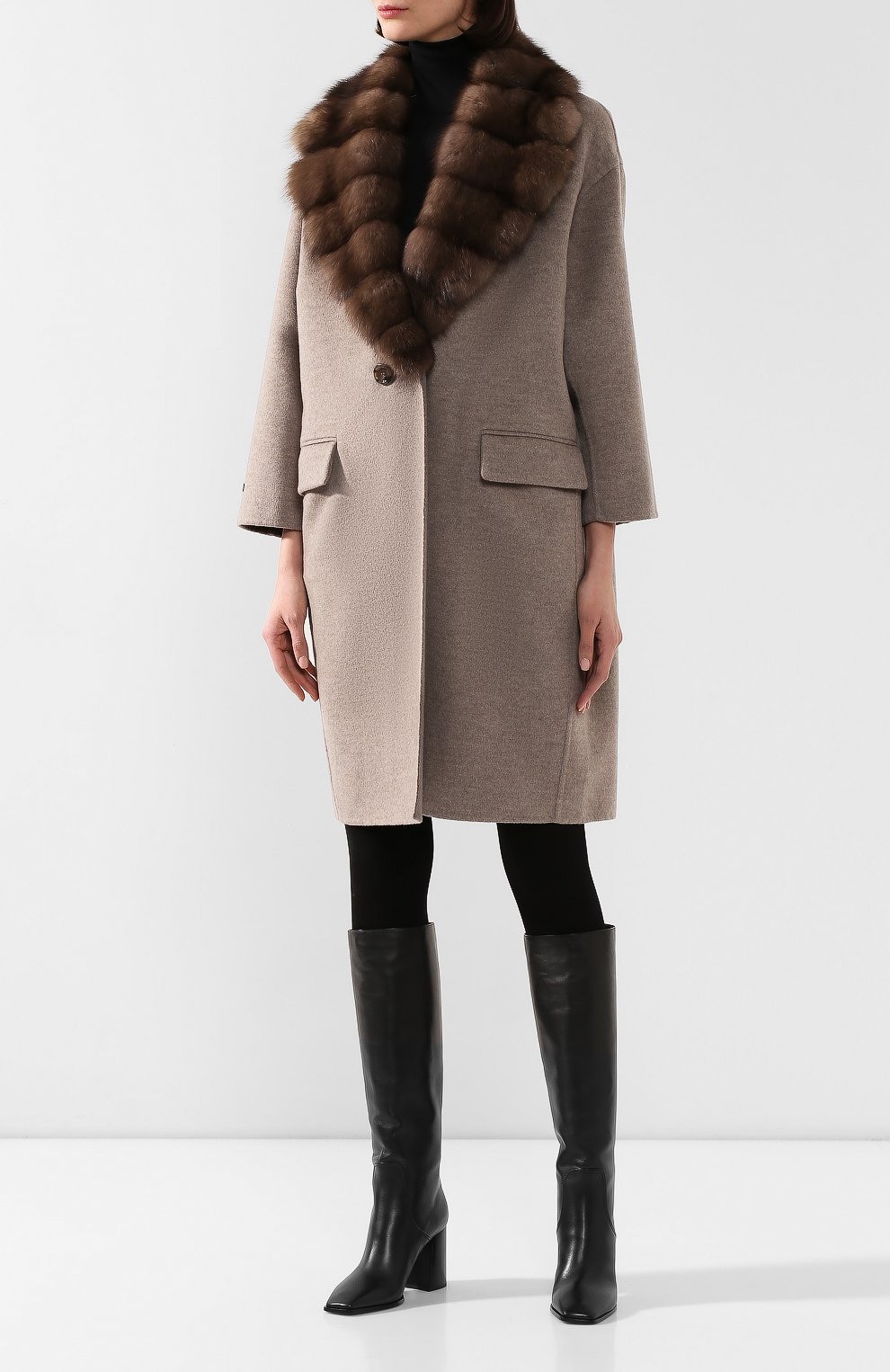 Пальто с меховым воротником MANZONI24, арт. 19M558-DB1Z/40-46, фото 3