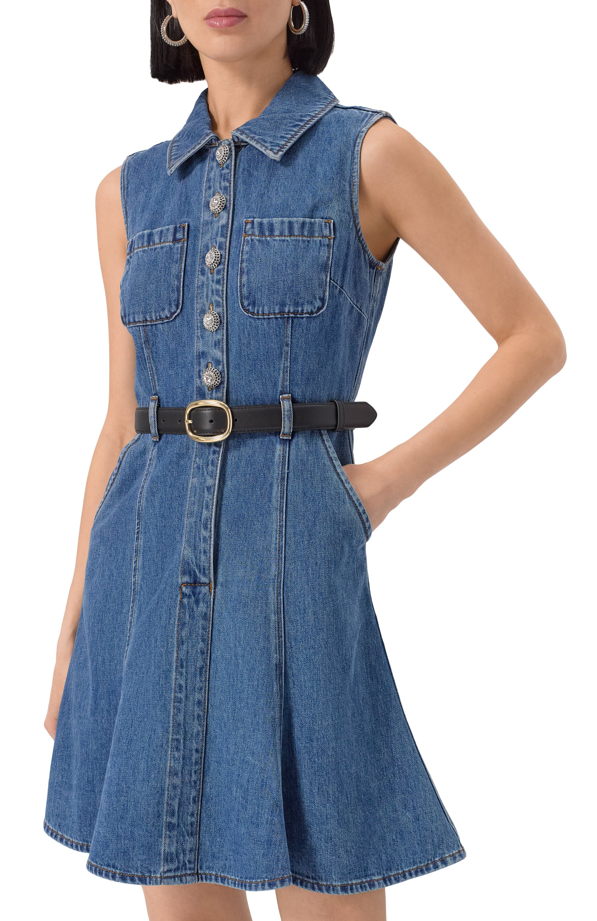 Джинсовое платье SELF-PORTRAIT синего цвета по цене 51900 руб., арт. SS25810SBL, фото 3 Джинсовое платье SELF-PORTRAIT, арт. SS25810SBL, фото 3