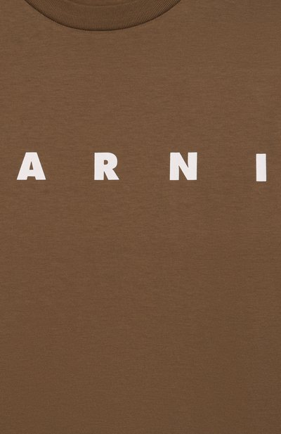 Хлопковая футболка MARNI коричневого цвета по цене 9795 руб., арт. M002MV/M00RF, фото 3 Хлопковая футболка MARNI, арт. M002MV/M00RF, фото 3