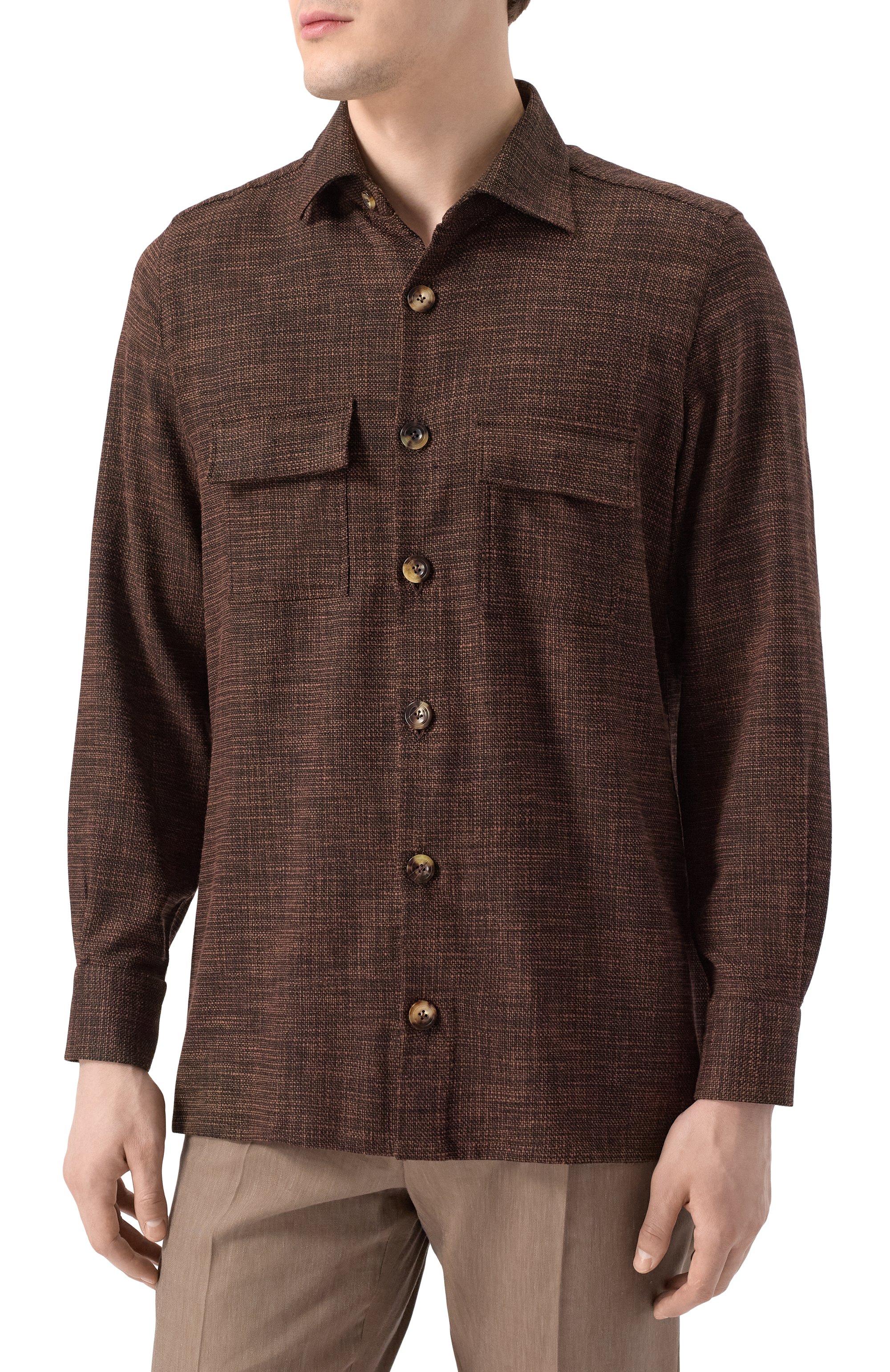 Рубашка из шерсти и шелка KITON, арт. UMC016K0617E12, фото 3