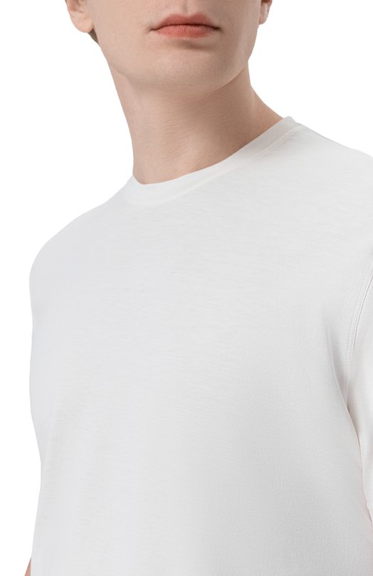 Футболка из шелка и хлопка Kiton UMK0874 Белый  UMK0874 Фото 5