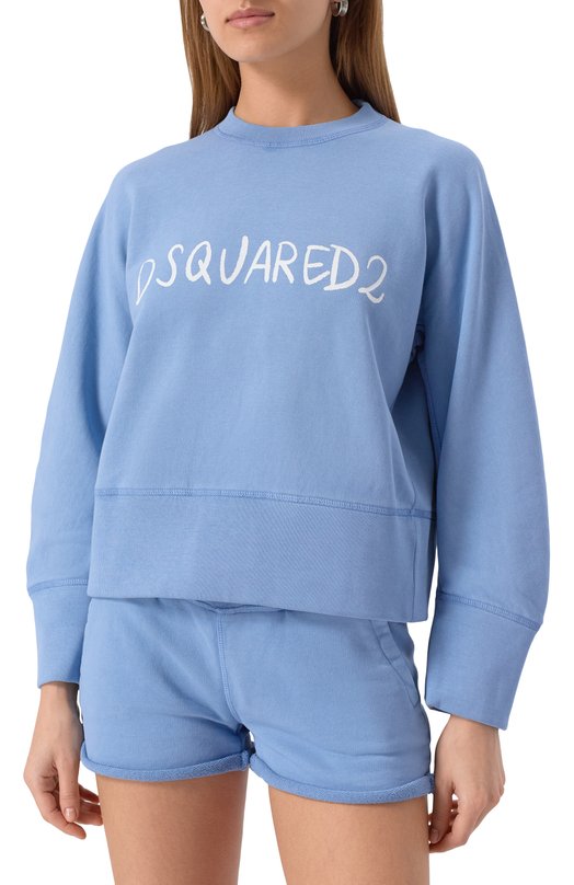 Хлопковый свитшот Dsquared2 S72GU0495/S25539 Голубой  S72GU0495/S25539 Фото 3