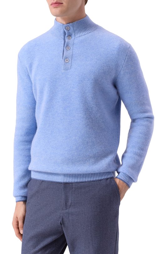 Кашемировый джемпер Andrea Campagna WU26WS310-07-FWS263 Голубой  WU26WS310-07-FWS263 Фото 3