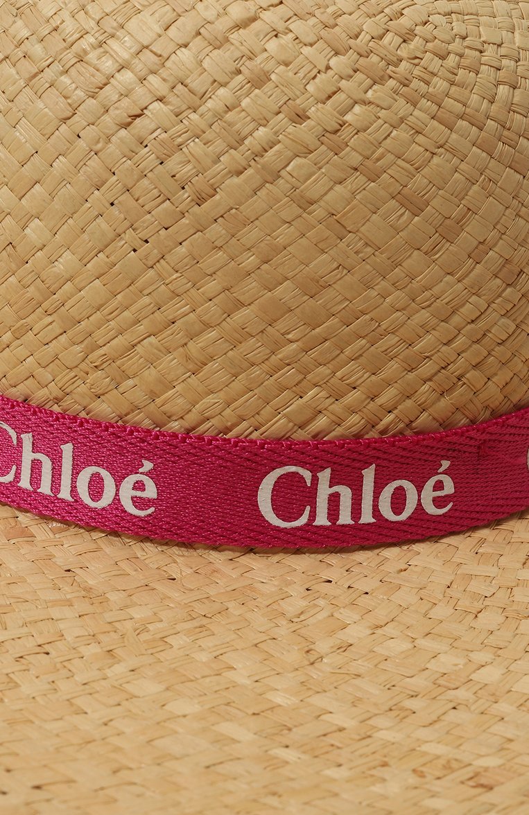 Детская шляпа CHLOÉ бежевого цвета, арт. C20050 | Фото 3 (Нос: Не проставлено; Материал сплава: Проставлено; Материал: Рафия)