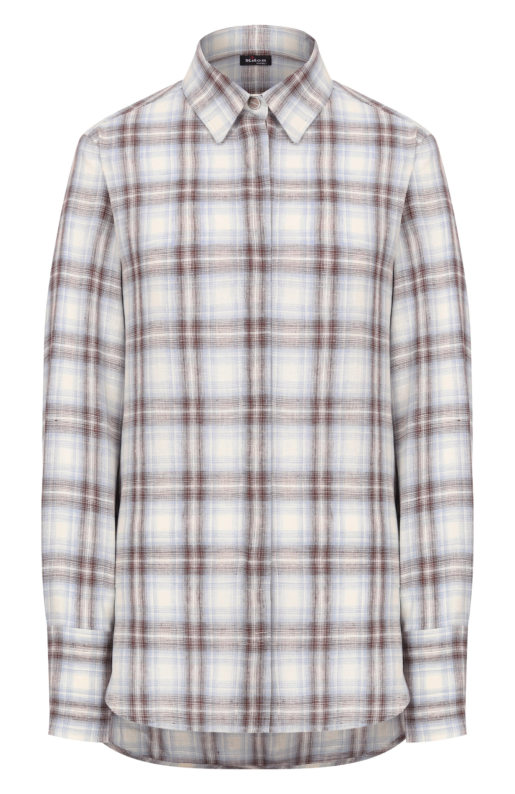 Льняная рубашка KITON голубого цвета по цене 112000 руб., арт. D54410H09641, фото 1 Льняная рубашка KITON, арт. D54410H09641, фото 1