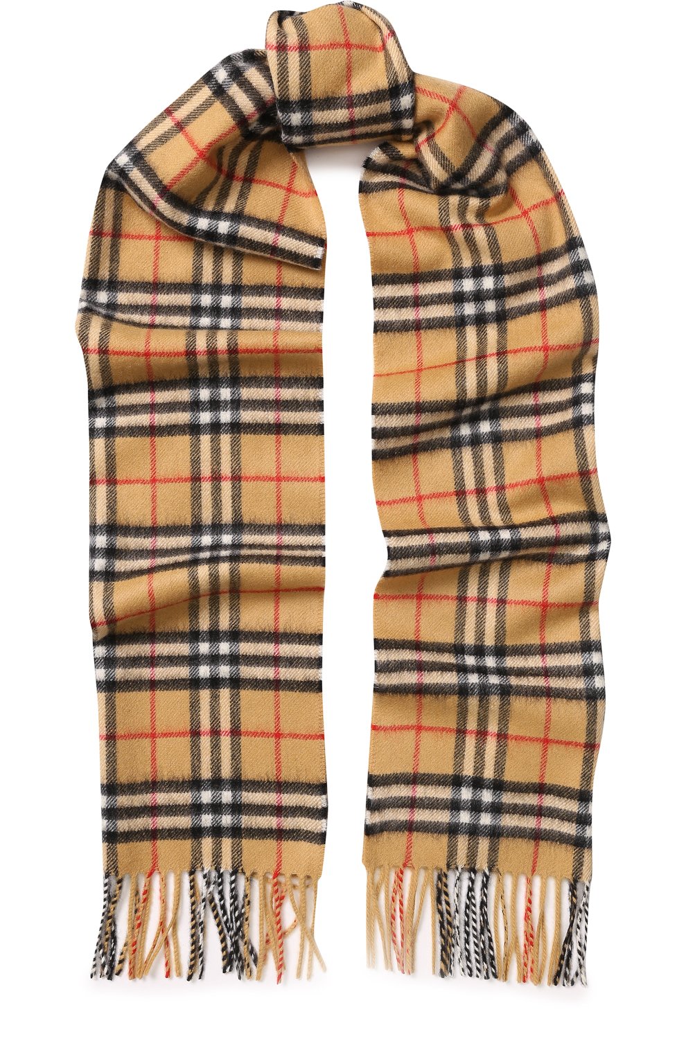 Кашемировый шарф в клетку с бахромой BURBERRY, арт. 4073122, фото 1