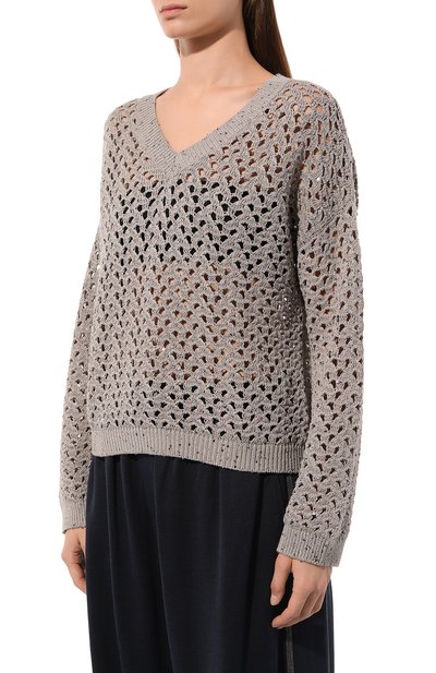 Свитер из хлопка и льна BRUNELLO CUCINELLI, арт. M70572202, фото 3