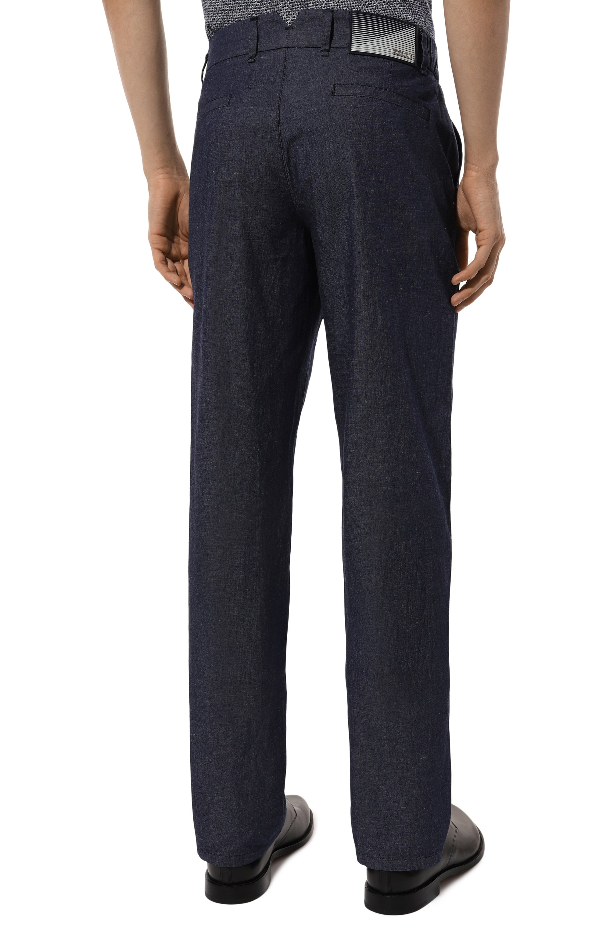 Брюки из хлопка и льна ZILLI темно-синего цвета по цене 126500 руб., арт. CP801BM0109VHST00, фото 4 Брюки из хлопка и льна ZILLI, арт. CP801BM0109VHST00, фото 4