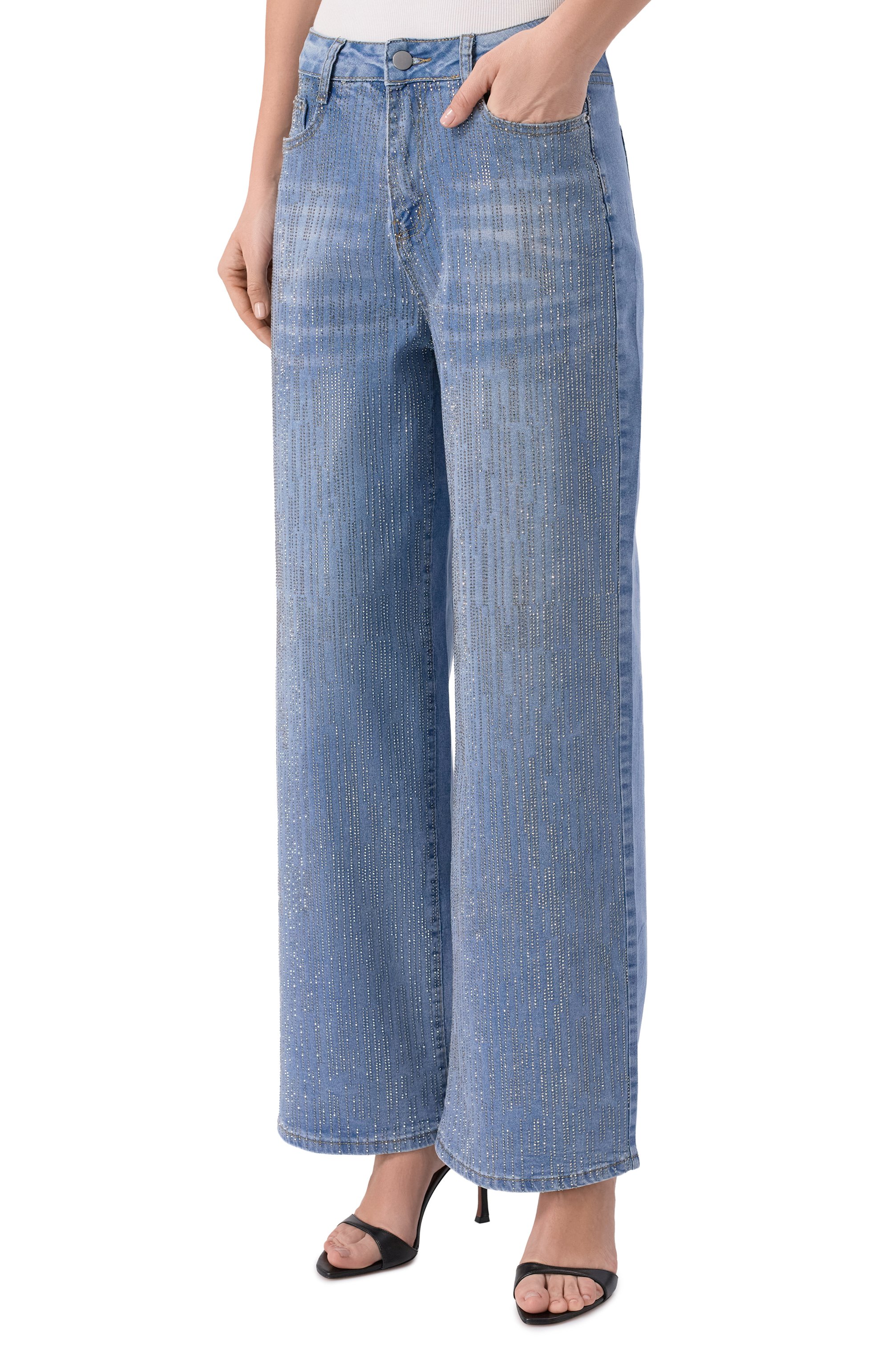 Джинсы с отделкой стразами SASHA KIM, арт. SK-00001793, фото 3