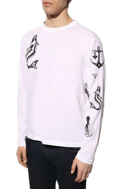 Хлопковый лонгслив PRADA, арт. UJL15A-10ND-F0009-221, фото 3