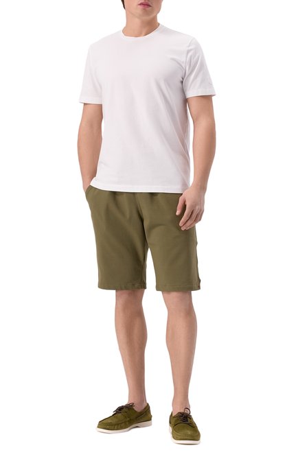 Мужские хлопковые шорты KITON хаки цвета, арт. UPSH0RTH0805284 | Фото 2 (Длина Шорты М: До колена; Драгоценные камни: Проставлено; Материал сплава: Проставлено; Материал внешний: Хлопок)