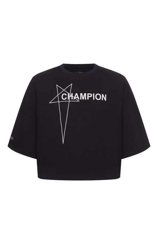 Хлопковая футболка Rick Owens x Champion Rick Owens CM01E1677/CHJG Чёрный CM01E1677/CHJG