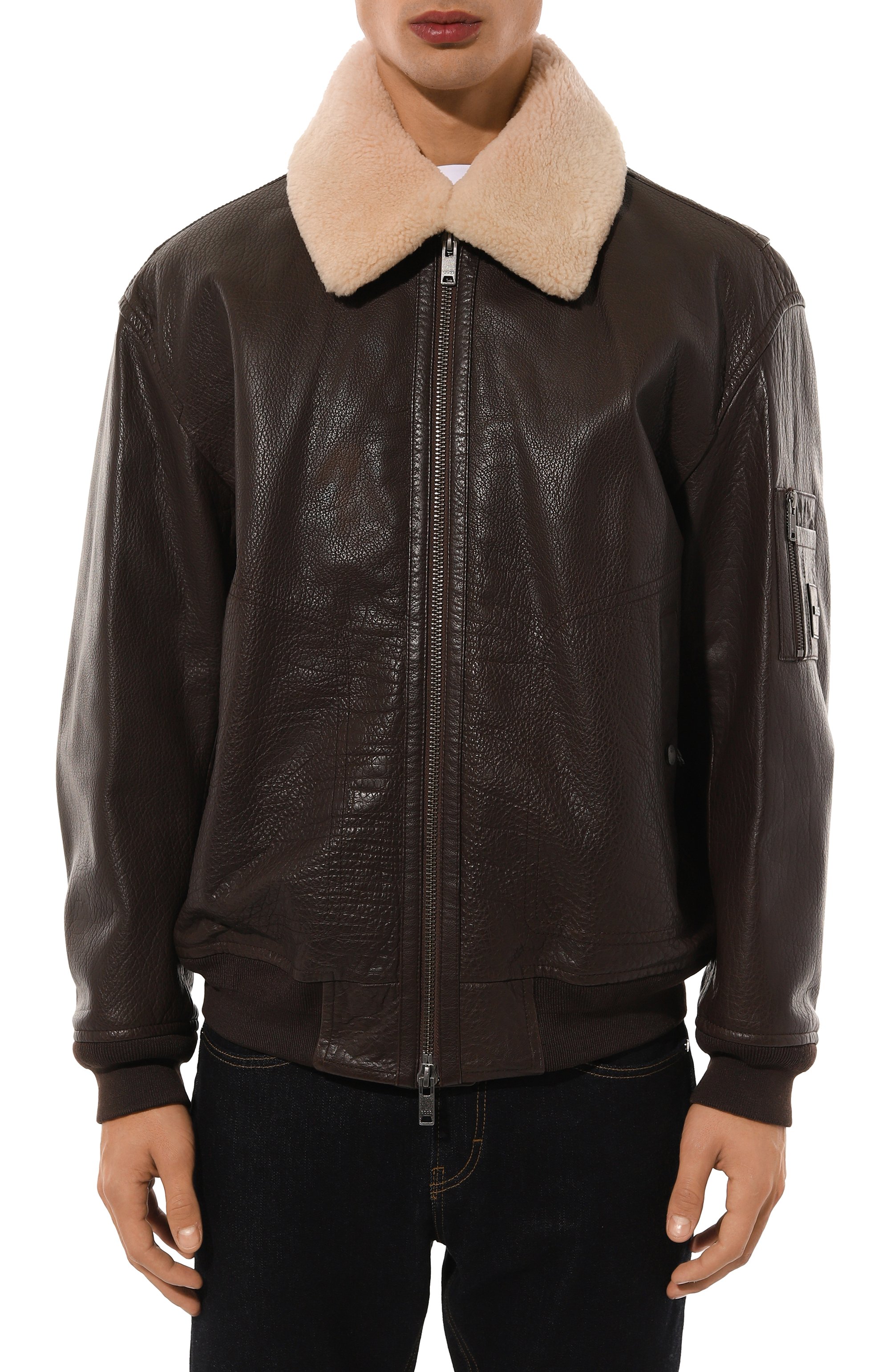 Кожаный бомбер BOSS ORANGE, арт. 50522930, фото 3