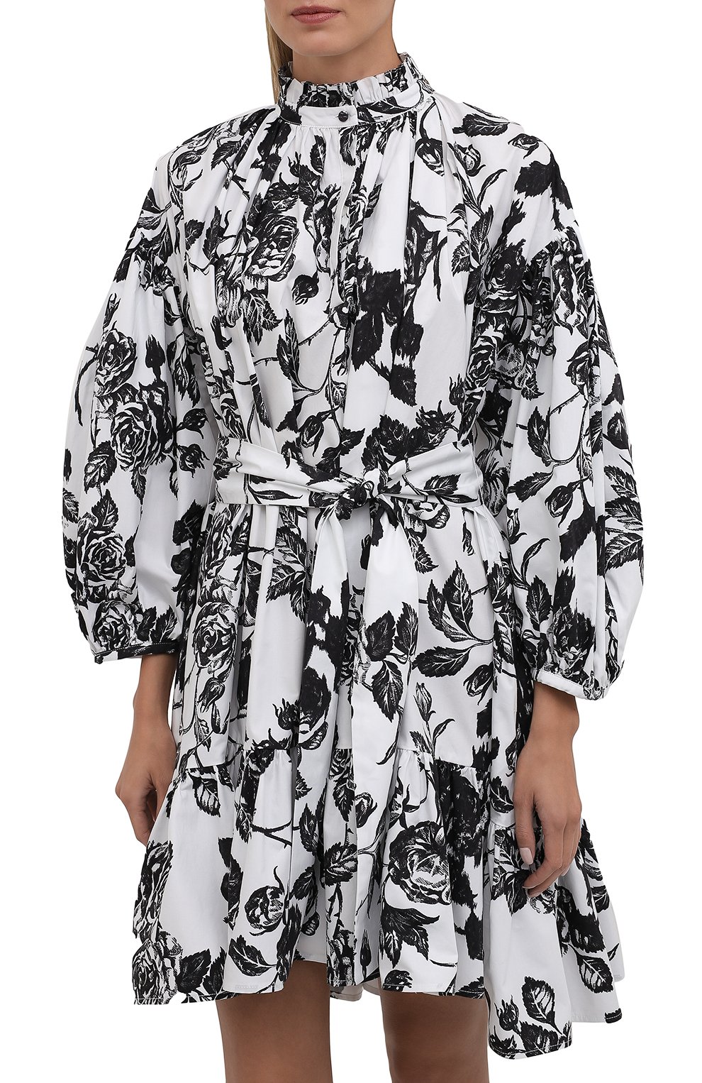 Хлопковое платье MSGM черно-белого цвета по цене 49950 руб., арт. 3141MDA29 217653, фото 3 Хлопковое платье MSGM, арт. 3141MDA29 217653, фото 3