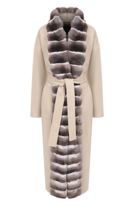 Женское кашемировое пальто с отделкой из ме�ха шиншиллы KITON, арт. D60619DK05P8801