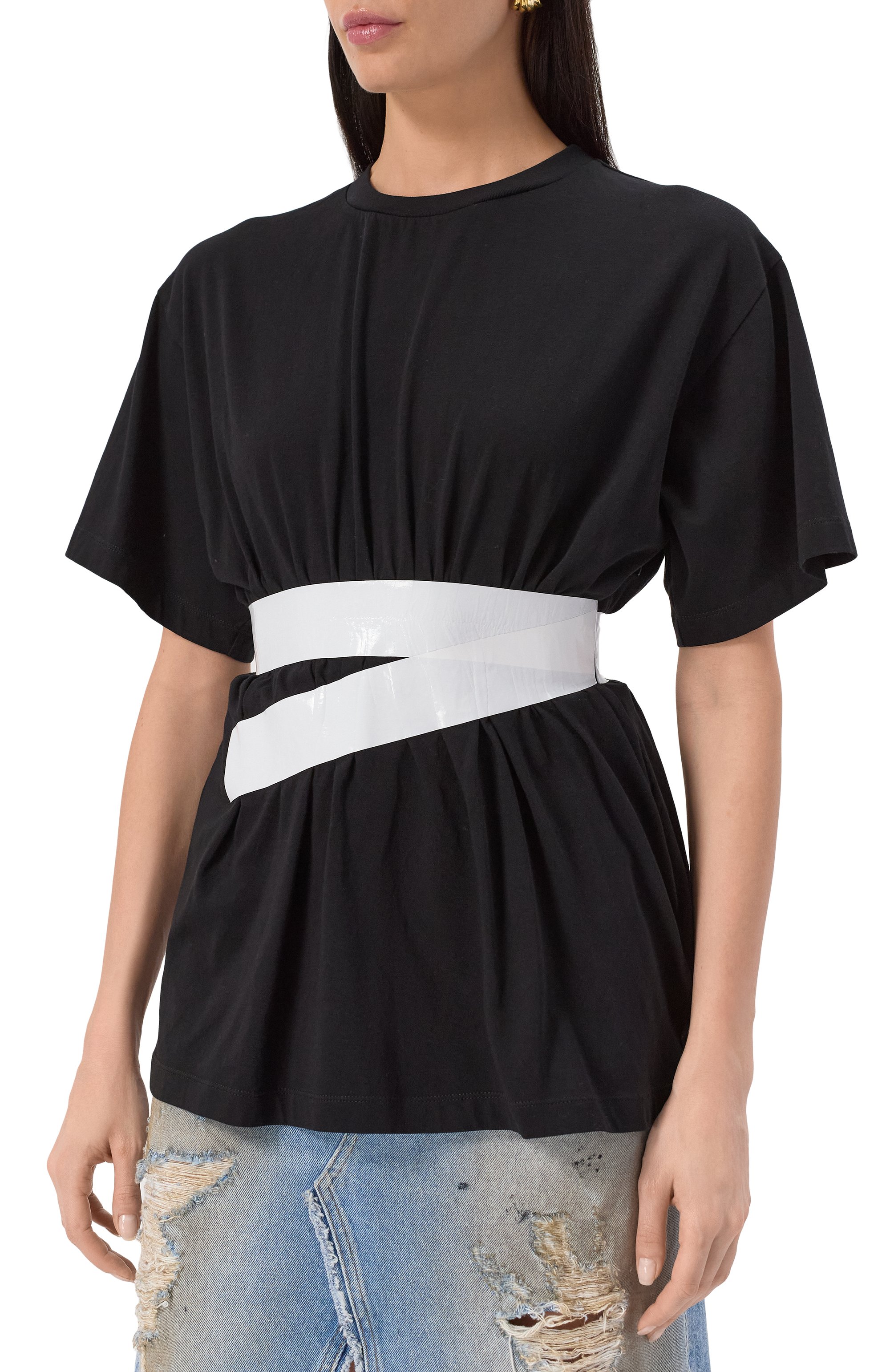 Хлопковая футболка MM6 черного цвета по цене 48450 руб., арт. S52GC0335/M20048, фото 3 Хлопковая футболка MM6, арт. S52GC0335/M20048, фото 3