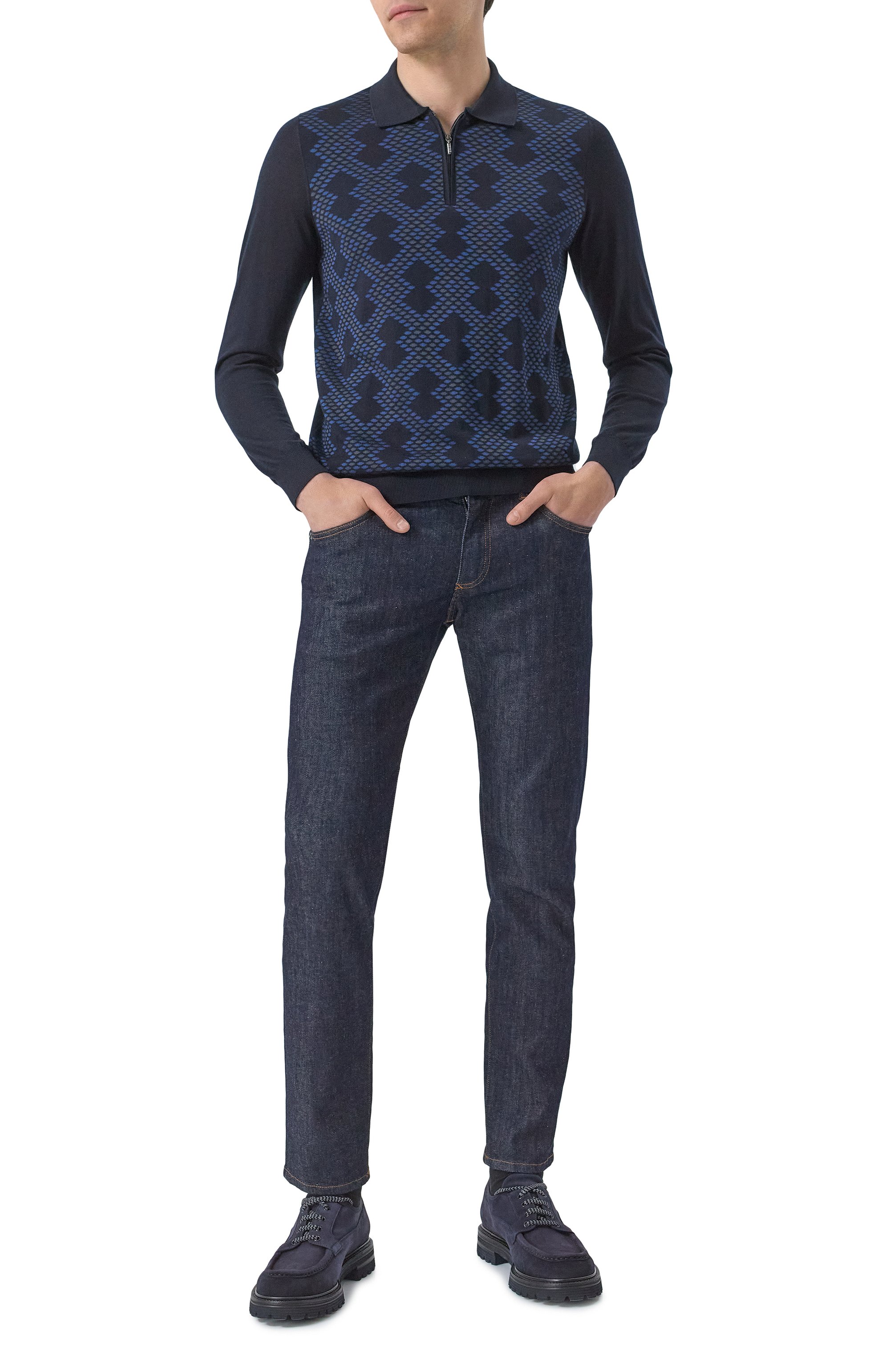 Поло из кашемира и шелка ZILLI темно-синего цвета по цене 160500 руб., арт. KZP001M0330VM0U00, фото 2 Поло из кашемира и шелка ZILLI, арт. KZP001M0330VM0U00, фото 2